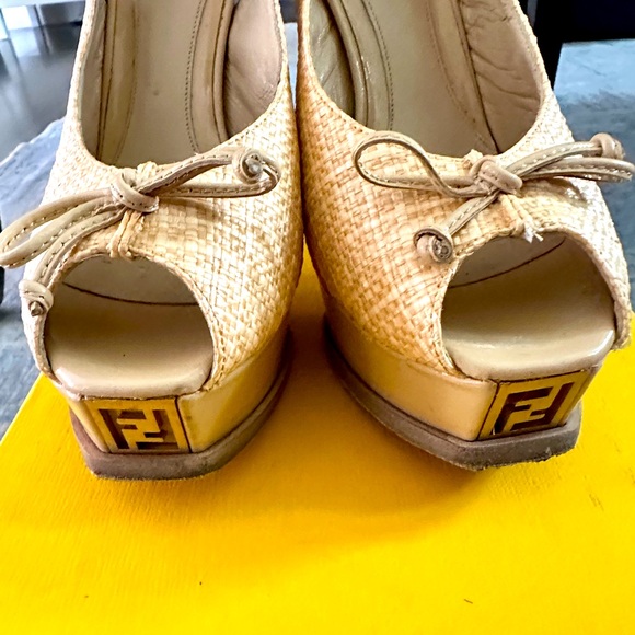 Straw Striped Slingback Pumps - Picture 7 of 12